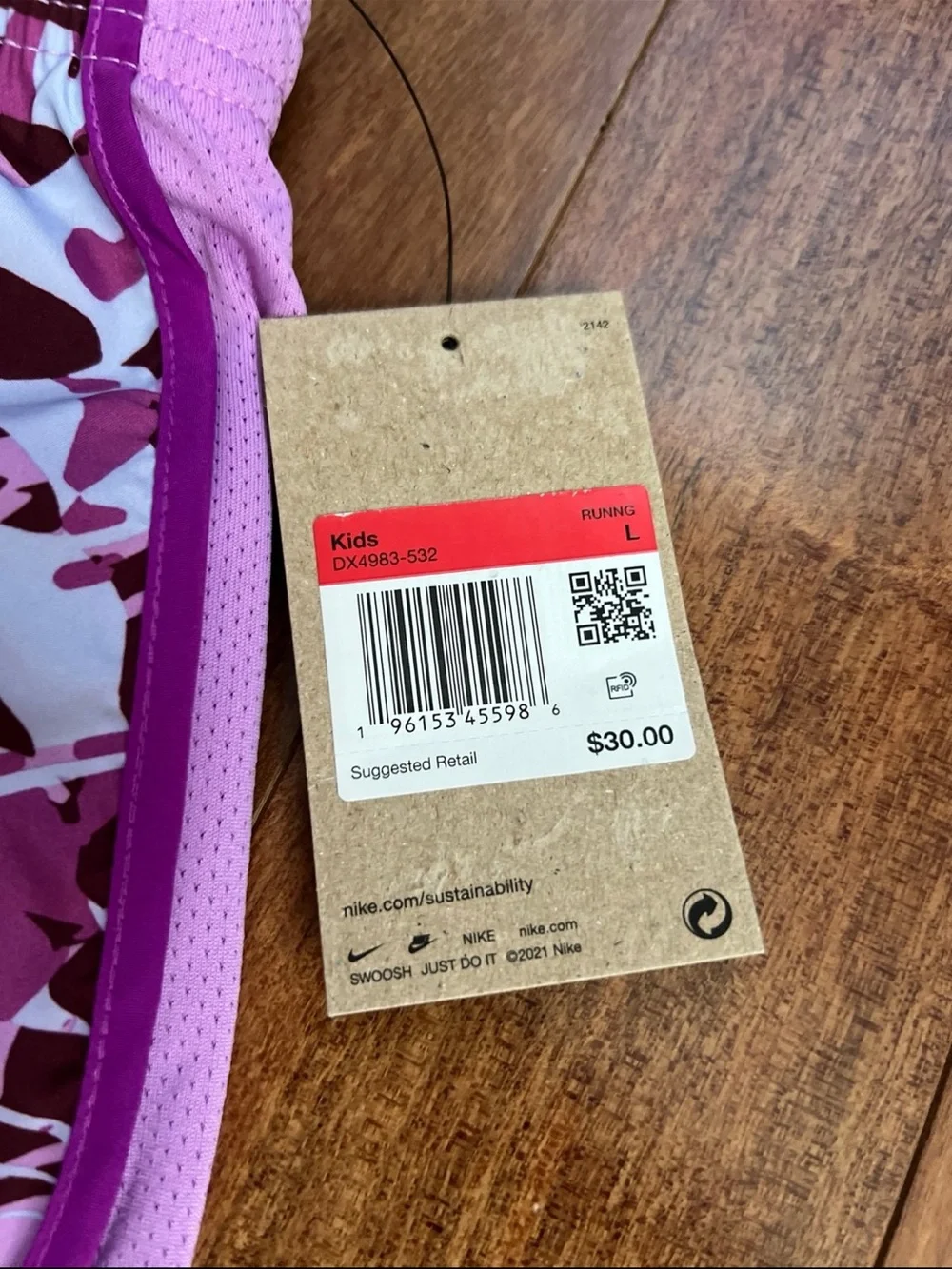 Nike Women’s Pink & Purple Abstract Print Athletic Shorts
